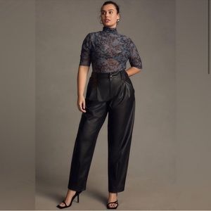 Anthropologie MAEVE Faux Leather Taper Pleated Pants